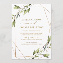 Convites Vinhas Eetéreas Geométricas Douradas