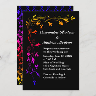 Convites Vinhas Florais Coloridas no Casamento Negro
