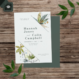 Convites Vinhas Românticas - Azul Verde-Jardim Mínimo