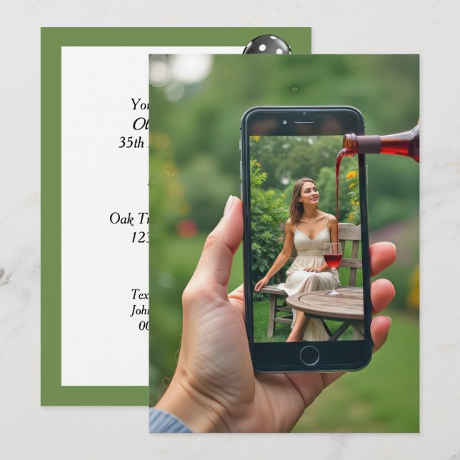 Convites Vinho a derramar 35ª Festa de aniversário (Frente/Verso)