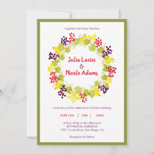 Convites Vinho Amarelo Molas Uvas Flores Folhagem Casamento
