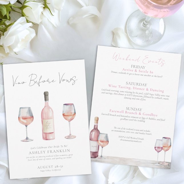 Convites Vinho Antes dos Votos Solteira e Vinho (Vino Before Vows Wine Bachelorette Invitation)
