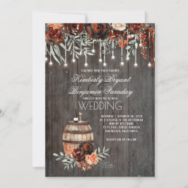 Convites Vinho Barrel Rustic String Luzes Borgonha Casament