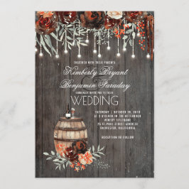 Convites Vinho Barrel Rustic String Luzes Borgonha Casament