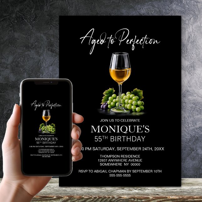 Convites Vinho Branco Envelhecido à Perfeição Aniversário d (Criador carregado)