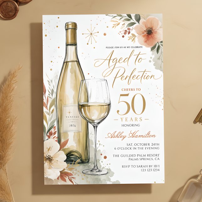 Convites Vinho Branco Envelhecido à Perfeição Aniversário d (Criador carregado)