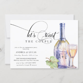 Convites Vinho de Aquarela | Festa de noivado Elegante