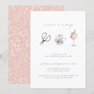 Convites Vinho de Aquarela Rosa Moldar Festa de Natal Feria