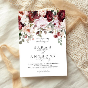 Convites Vinho de Cereja e Casamento Floral Mal-humorado Be
