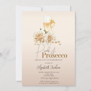 Convites Vinho de Flores Brancas Pérolas Prosecco Chá de No