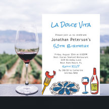 Vinho de Frutos do Mar Italiano Desenhado à Mão 50