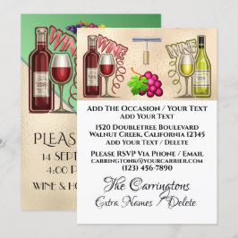 Convites Vinho e Amigos - Veja Verso -