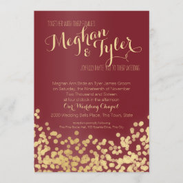 Convites Vinho e Casamento Dourado Sparkle