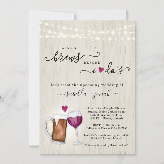 Convites Vinho e cerveja antes de eu fazer Casal Chá de pan (Frente)