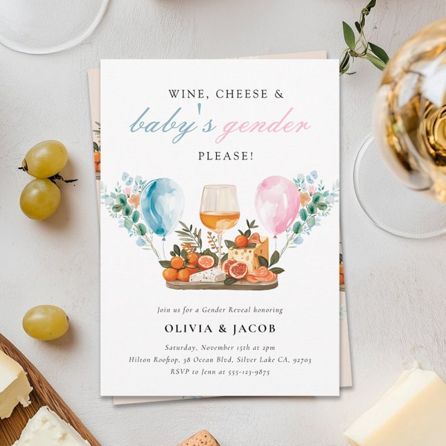 Convites Vinho e Queijo - Festa Reveladora (Criador carregado)