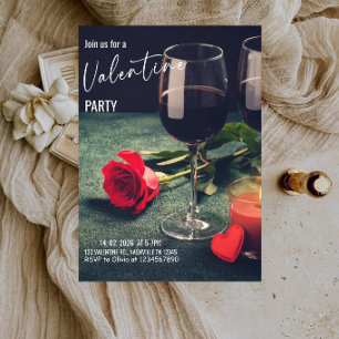 Convites Vinho e Rosas Dia dos Namorados - Rosa Vermelha Ro