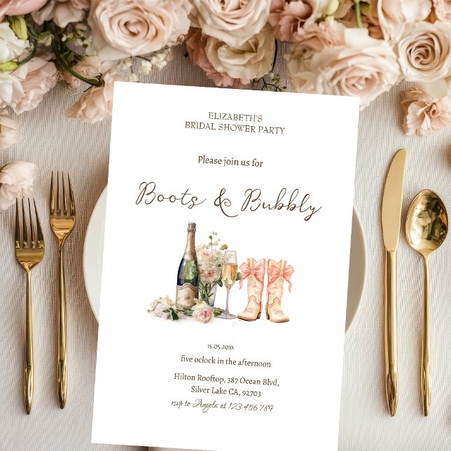 Convites  Vinho em Flor de Botas e Bridal Shower Bubbly  (Criador carregado)