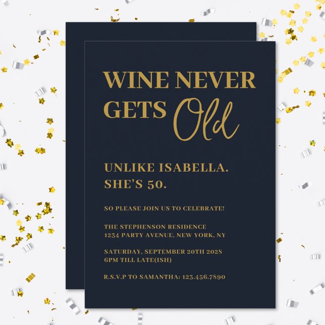 Convites Vinho Engraçado Nunca Envelhece Festa de Aniversár (Criador carregado)
