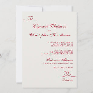 Convites Vinho Escarlate Moderno Chic Casamento Misturado e