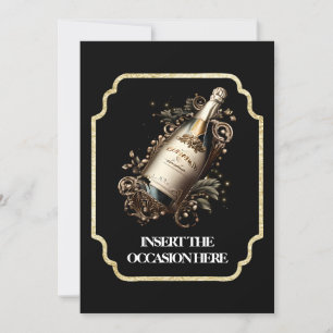 Convites Vinho espumante de aniversário de reforma