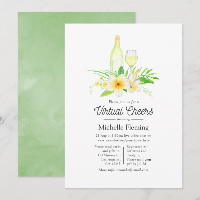 Convites Vinho Floral Exótico Brincando Chá Virtual (Frente/Verso)