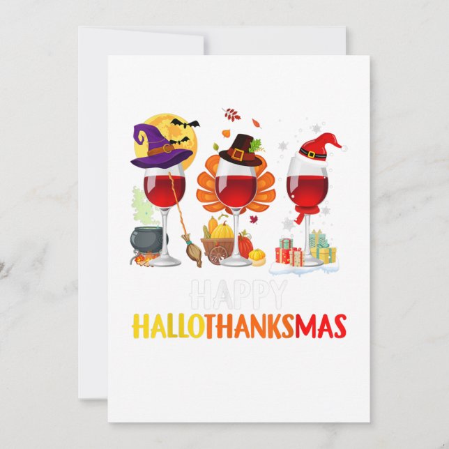 Convites vinho halloween dia de ação de graças natal feliz (Frente)