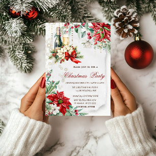 Convites Vinho Holly Berry Poinsettia Company Natal