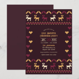 Convites Vinho Mestido e Dourada Festa de Natal Feia