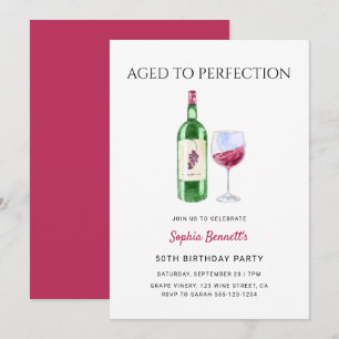 Convites Vinho Moderno Envelhecido à Perfeição para Festa d