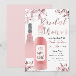 Convites Vinho Rosè Cor-de-Rosa & Flores de Orquídea para C
