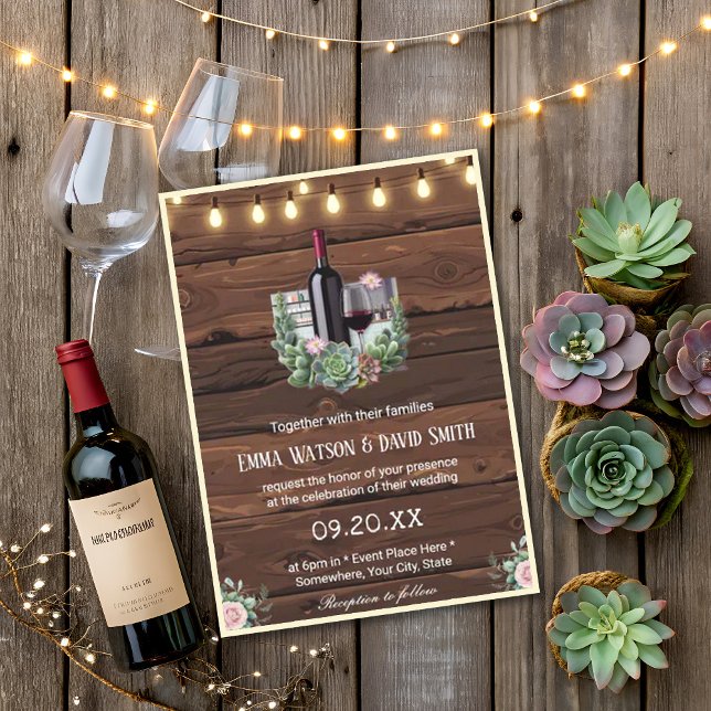Convites Vinho Rustic Rosa Country Barn Luz Casamento (Criador carregado)