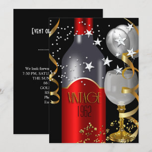 Convites Vinho Tinto Preto Dourado Prata de Aniversário de