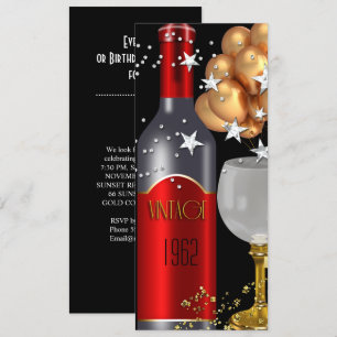 Convites Vinho Tinto Preto Dourado Prateado de Aniversário 