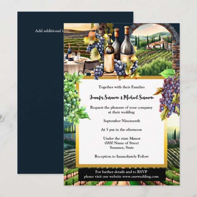 Convites Vinhos da Toscana al fresco mesa vinhedo chic (Frente/Verso)
