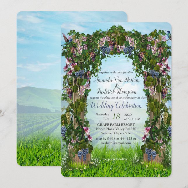 Convites Vinhos-de-vidro, crepúsculos-de-mel e aves-de-cabr (Frente/Verso)