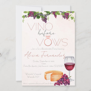 Convites Vino Antes de Vows Bachelorette / Partido Bridal