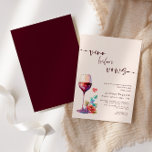Convites Vino Antes de Vows Chá de panela Burgundy<br><div class="desc">Caligrafia elegante "Vino Antes dos Vinhos" Vinho de chá de panela e convite à rosa vermelha.</div>