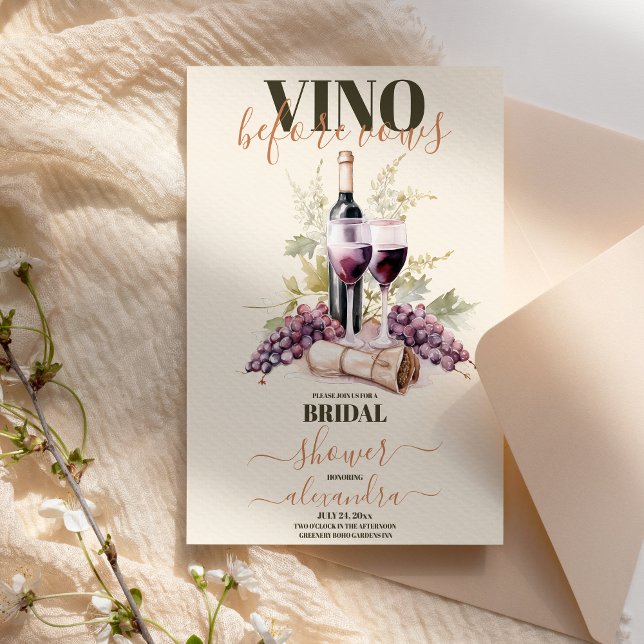 Convites Vino Antes do Vows Elegante Chá de panela de Vinho (Criador carregado)