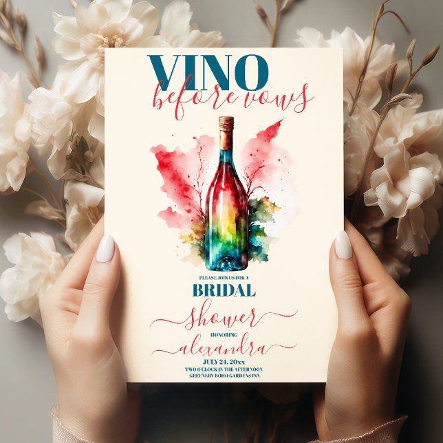 Convites Vino Antes do Vows Elegante Chá de panela de Vinho (Criador carregado)