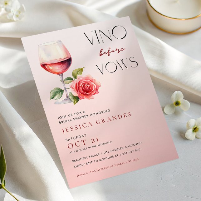 Convites Vino Antes do Vows Tema do Vinho Rosa (Criador carregado)