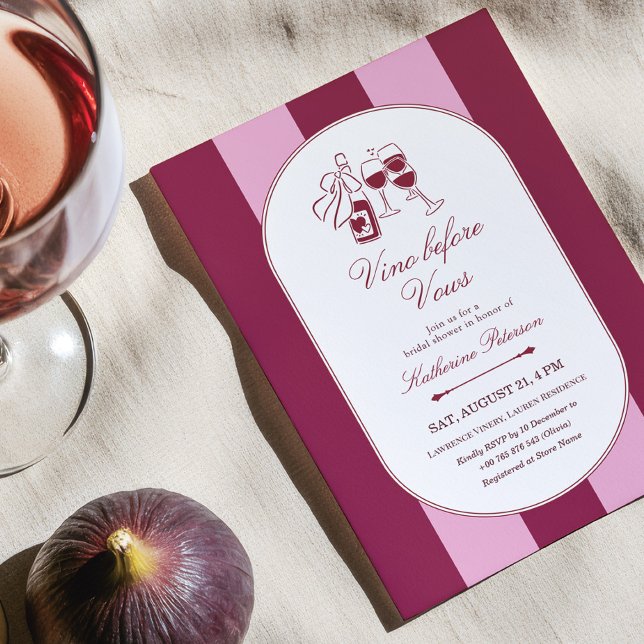 Convites Vino Before Vows Bridal Shower Invitation (Criador carregado)