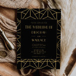 Convites Vintage 1920 art deco casamento geométrico<br><div class="desc">Viagem de volta aos 20 anos ruidosos com este deco de arte vintage inspirou a suíte de casamento. Tipografia retrô simples,  mas elegante,  preta e dourada,  totalmente personalizável se você quiser mudar a cor do fundo ou do texto. Você também pode remover facilmente o design de fundo.</div>