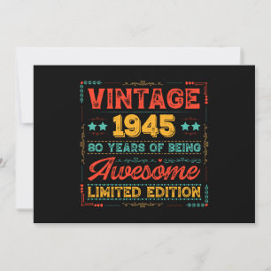 Convites Vintage 1945 Feito em 1945 - Aniversário de 80 80