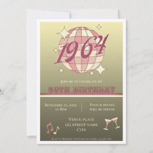 Convites Vintage 1964 60º aniversário retro gold Invitation