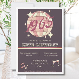Convites Vintage 1965 60º aniversário, retro púrpura Convit