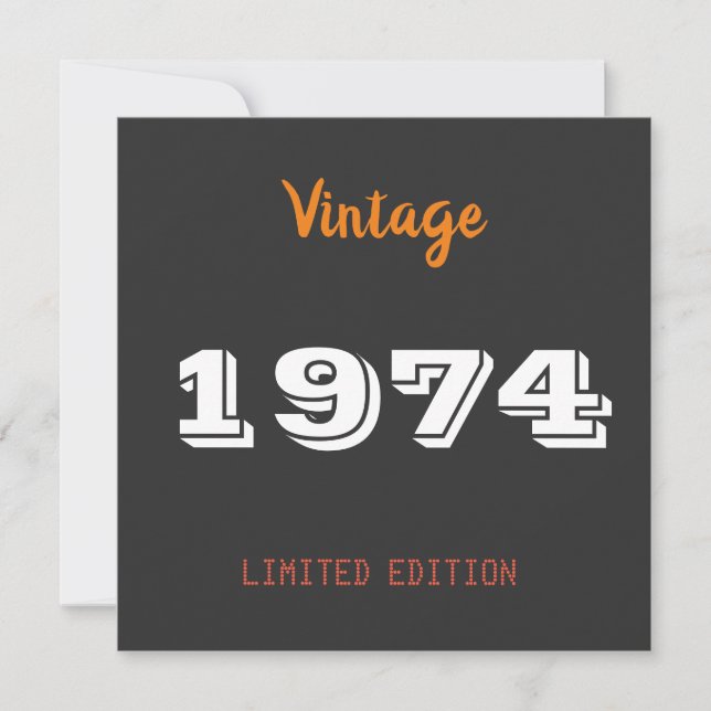 Convites Vintage 1974 Limited Edition 52nd Birthday (Frente)