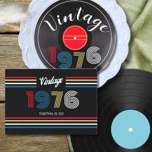 Convites Vintage 1976 Retro Stripe Record 50th Birthday