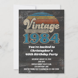 Convites Vintage 1984, Ano de Nascimento, aniversário de 40