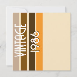 Convites Vintage 1986 Listras Retrô Marrom Bege Vintage