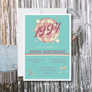 Convites Vintage 1994 aniversário de 30 anos retro Ret Conv